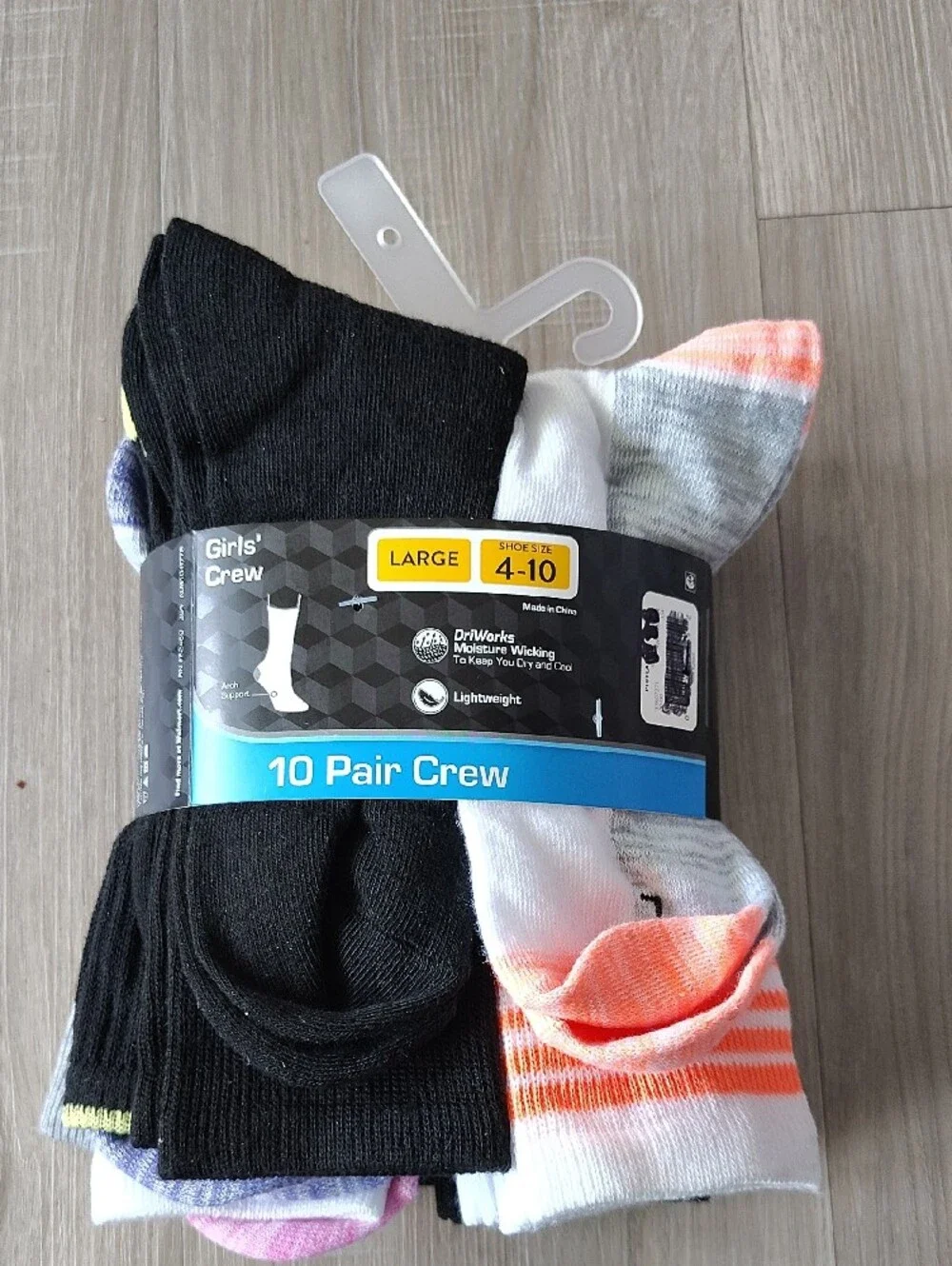 Athletic Works Women's/Men's Crew Socks - Black, Gray & Multicolor (10 Pack)
